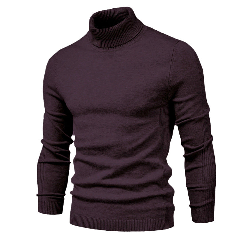 Herren Winter Rollkragenpullover, dick, lässig, einfarbig