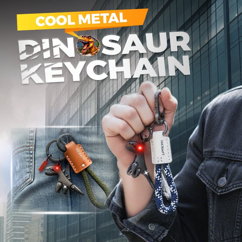 Breloque dinosaure en alliage d'aluminium associée à un bracelet tissé à la main