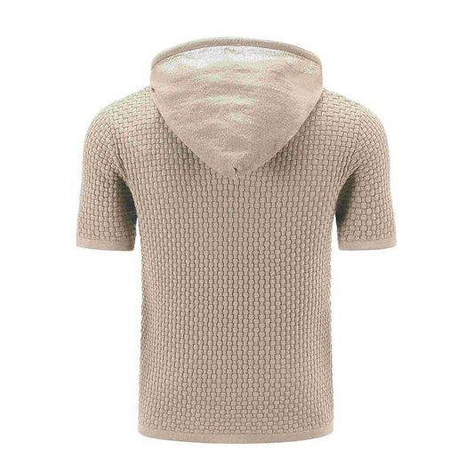 Pull homme à capuche en jacquard, couleur unie, style basique vintage