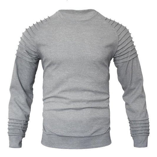 Sweat-shirt ras du cou patchwork gaufré à manches raglan pour homme