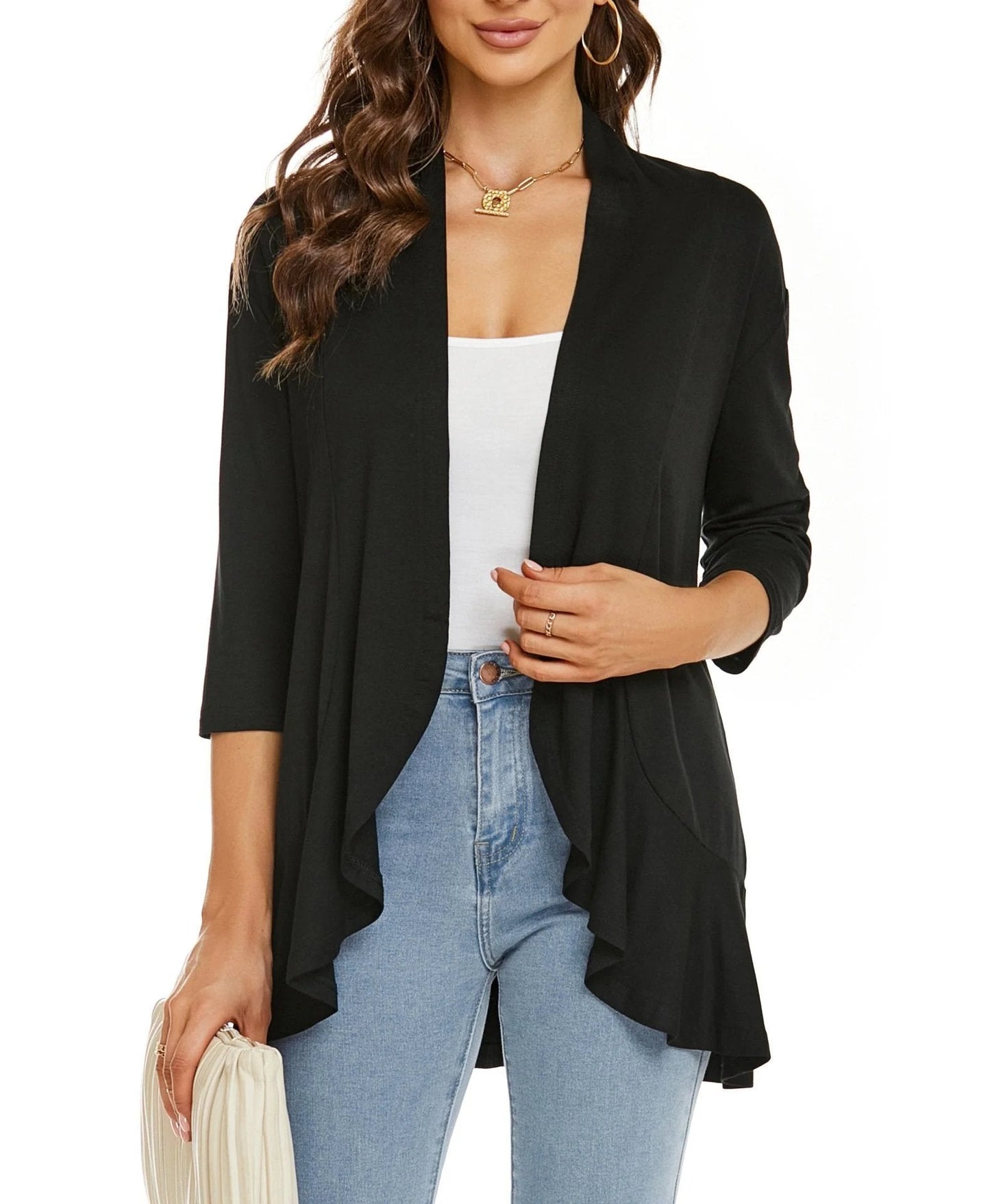✨Top 3 Cardigans en Solde 2025✨ | Gilet Léger Ouvert Décontracté à Volants pour Femme Automne/Hiver