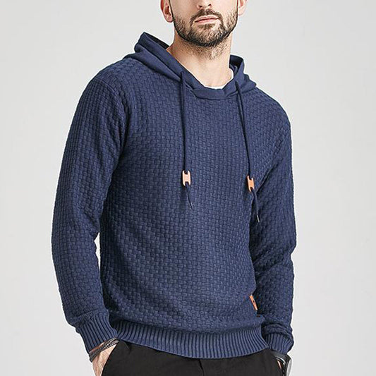 Pull homme à capuche en jacquard motif carreaux style basique vintage