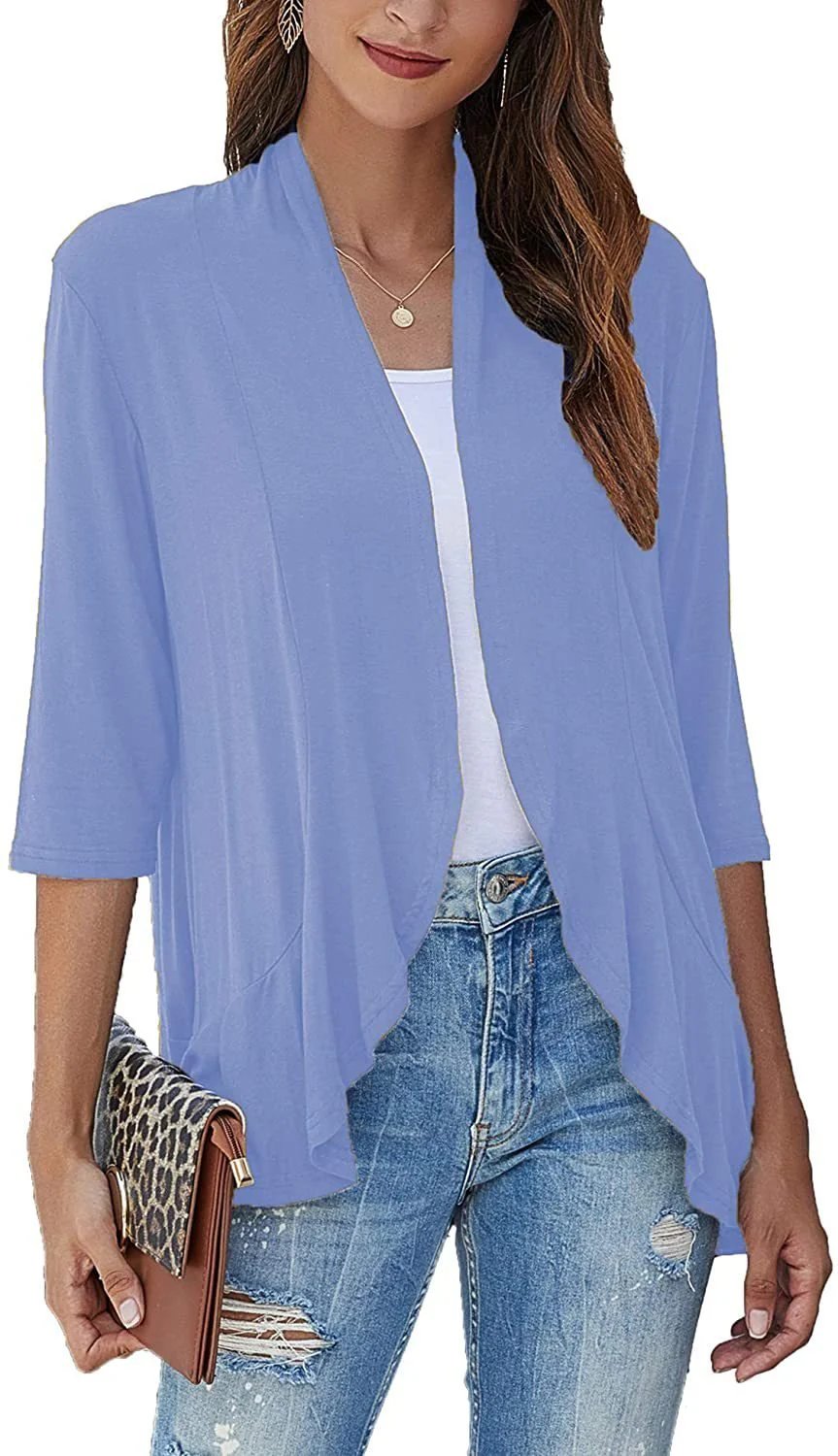 ✨Top 3 Cardigans en Solde 2025✨ | Gilet Léger Ouvert Décontracté à Volants pour Femme Automne/Hiver