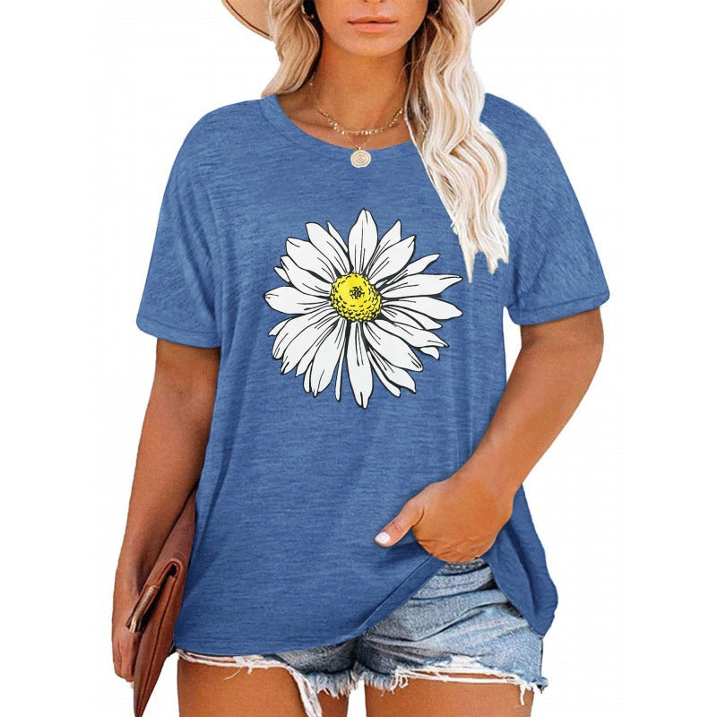 ✨Damen V-Ausschnitt Gänseblümchen-Print T-Shirts Freizeit-T-Shirts