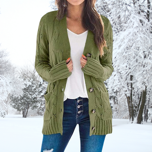 Cardigan boutonné élégant en maille pour femme - Collection automne/hiver