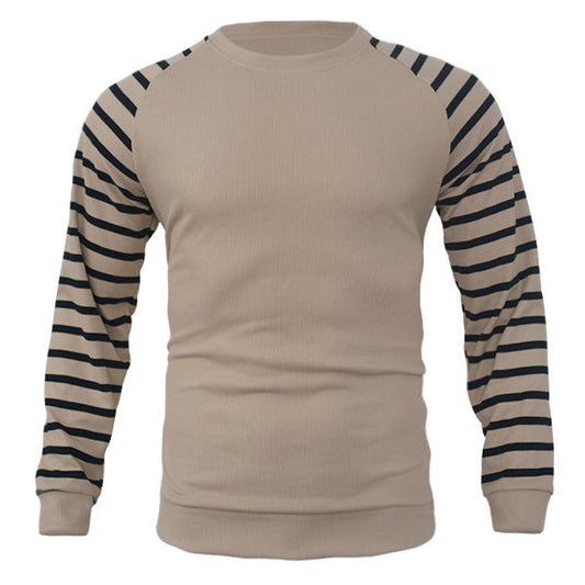 Sweatshirt homme en tricot gaufré patchwork à manches raglan