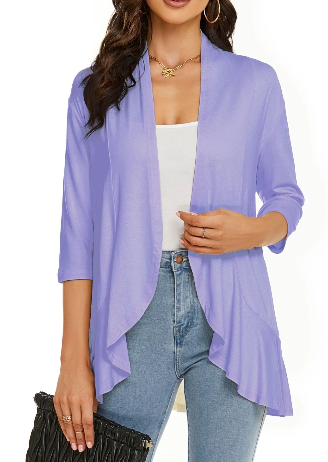 ✨Top 3 Cardigans en Solde 2025✨ | Gilet Léger Ouvert Décontracté à Volants pour Femme Automne/Hiver