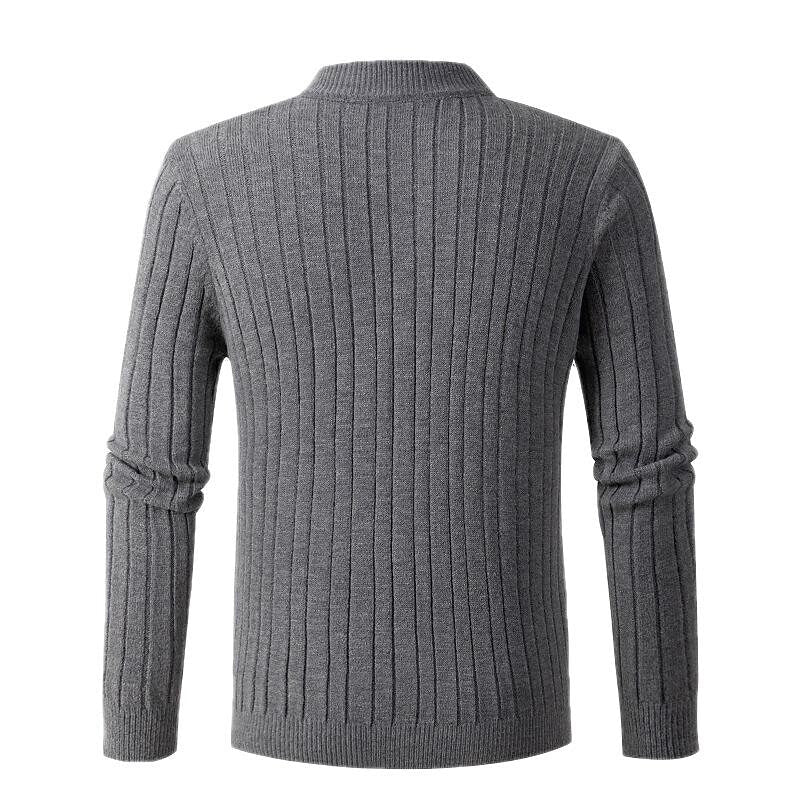 Herren Pullover Zopfmuster Halb-Reißverschluss Einfarbig Stehkragen