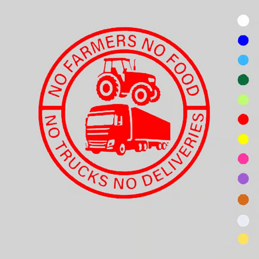 Autocollant Voiture : Pas de paysans, pas de nourriture - Pas de camions, pas de livraisons